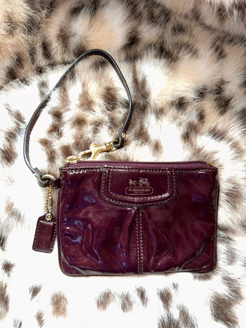 Coach Y2K Wristlet in Plum Shiny Patent Leather